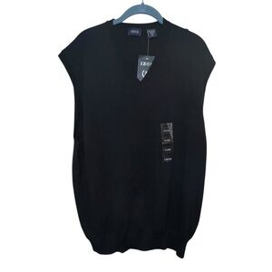 IZOD Men’s Sweater Vest Black V Neck 100% Cotton Dad Grandpa Office XXL 2X